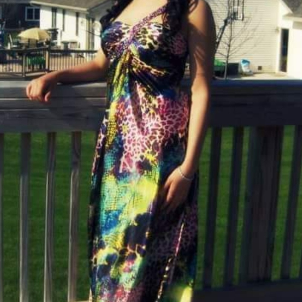 9/10 Unique Animal Print Single Strap Prom Dress